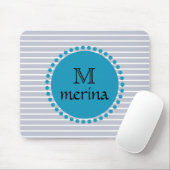 Monogram Blue Aquamarin Striping Gold Circle Mousepad (Mit Mouse)