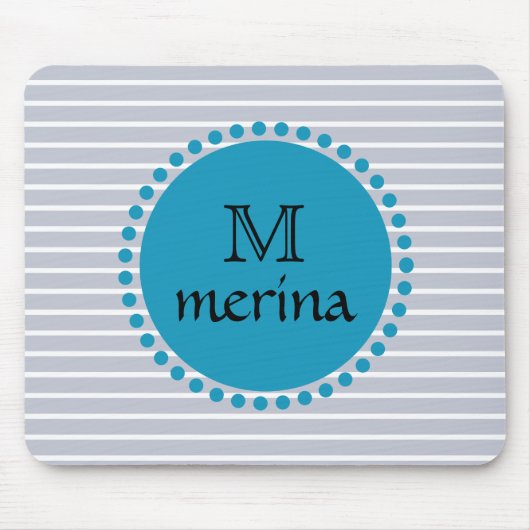 Monogram Blue Aquamarin Striping Gold Circle Mousepad (Vorne)