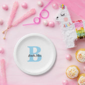 Monogram Blue Baby Shows Brautparty Geburtstag Pappteller (Party)