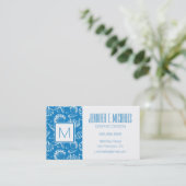 Monogram Blue Beach Muster Visitenkarte (Stehend Vorderseite)