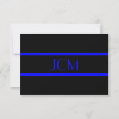 Monogram Blue Black Abend Celebration UAWG White Einladung (Rückseite)