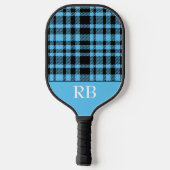 Monogram Blue Black Checkered Plai Pickleball Schläger (Rückseite)