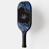 Monogram Blue, Black & Gold Agate Pickleball Schläger (Links)