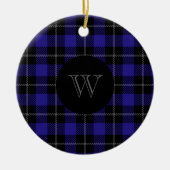 Monogram Blue Black Kariert Keramik Ornament (Vorne)