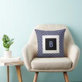 Monogram Blue & Black Kariert Throw Pillow Kissen (Stuhl )