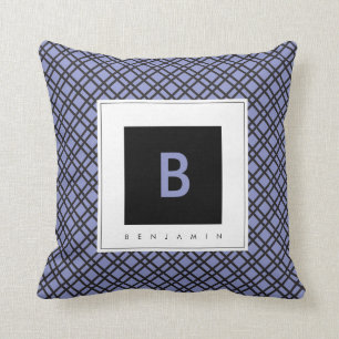 Monogram Blue & Black Kariert Throw Pillow Kissen
