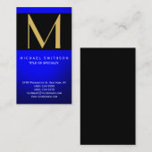 Monogram Blue Black Modern Business Card Visitenkarte (Vorne/Hinten)