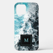 Monogram Blue Black Ocean Waves Hawaii Case-Mate iPhone Hülle (Rückseite)