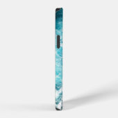 Monogram Blue Black Ocean Waves Hawaii iPhone Hülle (Rechte Seite)