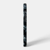 Monogram Blue Black Ocean Waves Hawaii iPhone Hülle (Linke Seite)