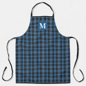 Monogram Blue Black Scottish Clark Tartan Kariert Schürze (Vorderseite)