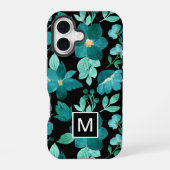 Monogram Blue Blume Muster iPhone Gehäuse iPhone 16 Hülle (Rückseite)