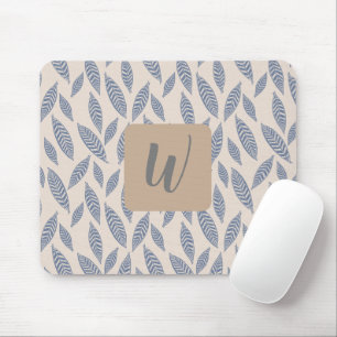 Monogram Blue Botanical Blätter Mouse Pad Mousepad
