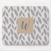 Monogram Blue Botanical Blätter Mouse Pad Mousepad (Vorne)