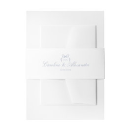 Monogram Blue Bow Wedding Einladungsbanderole