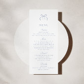 Monogram Blue Bow Wedding Menu Card Einladung