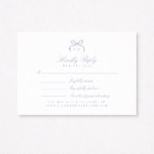 Monogram Blue Bow Wedding RSVP Card Karte