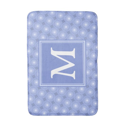 Monogram Blue Circles pattern Badematte (Vorderseite Vertikal)