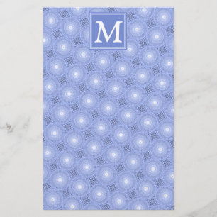 Monogram Blue Circles pattern Briefpapier