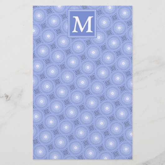 Monogram Blue Circles pattern Briefpapier (Vorderseite)