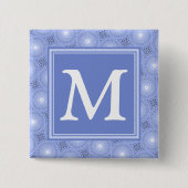 Monogram Blue Circles pattern Button (Vorderseite)