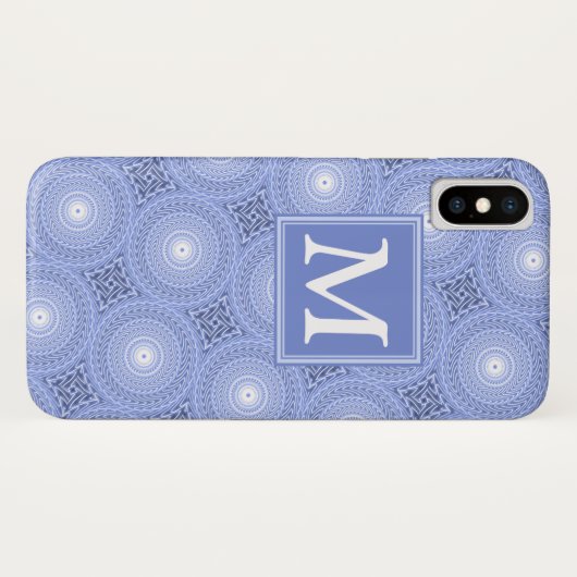 Monogram Blue Circles pattern Case-Mate iPhone Hülle (Rückseite (Horizontal))
