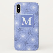 Monogram Blue Circles pattern Case-Mate iPhone Hülle (Rückseite)