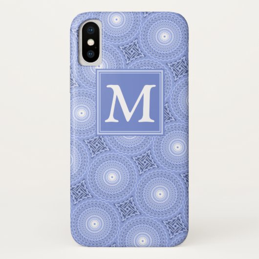 Monogram Blue Circles pattern Case-Mate iPhone Hülle (Rückseite)