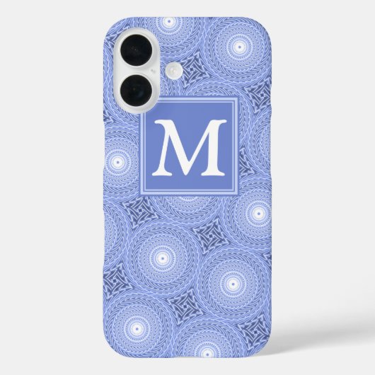 Monogram Blue Circles pattern Case-Mate iPhone Hülle (Rückseite)