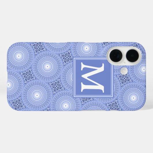 Monogram Blue Circles pattern Case-Mate iPhone Hülle (Rückseite (Horizontal))