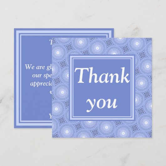Monogram Blue Circles pattern Dankeskarte (Vorne/Hinten)