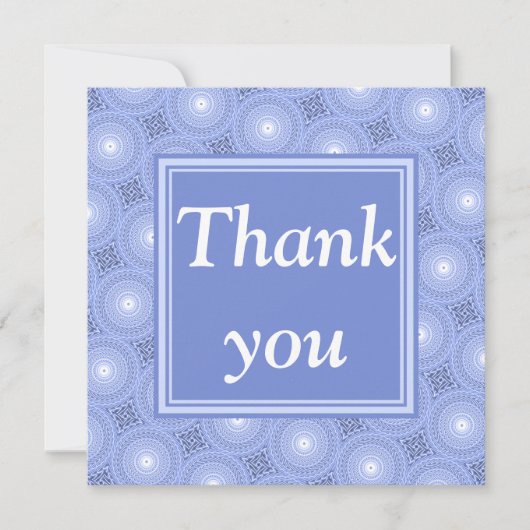 Monogram Blue Circles pattern Dankeskarte (Vorderseite)