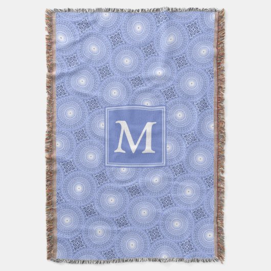 Monogram Blue Circles pattern Decke (Vorderseite Vertikal)