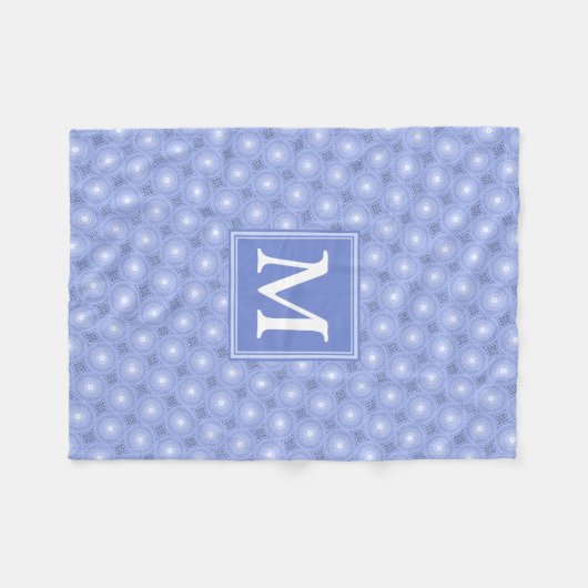 Monogram Blue Circles pattern Fleecedecke (Vorderseite (Horizontal))