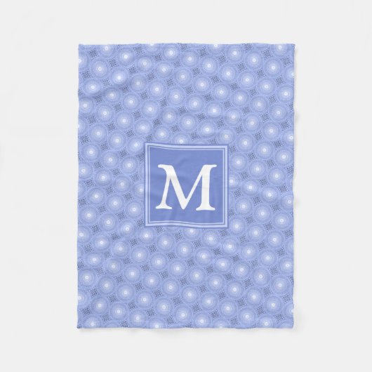 Monogram Blue Circles pattern Fleecedecke (Vorderseite)