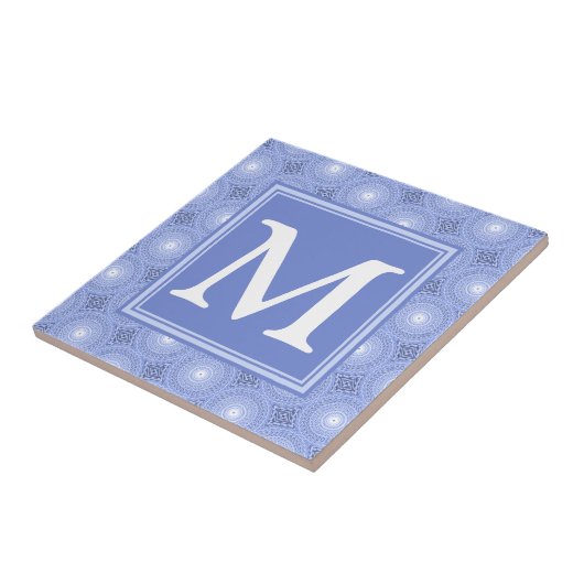 Monogram Blue Circles pattern Fliese (Seite)