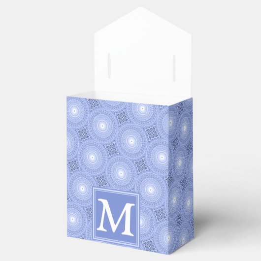 Monogram Blue Circles pattern Geschenkschachtel (Geöffnet)
