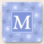 Monogram Blue Circles pattern Getränkeuntersetzer (Vorderseite)