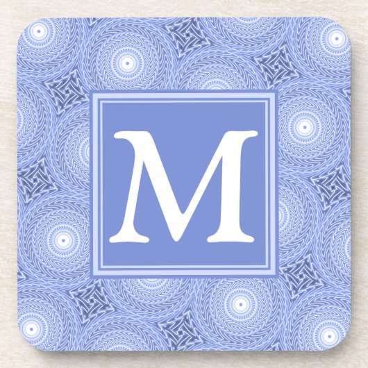 Monogram Blue Circles pattern Getränkeuntersetzer (Vorderseite)