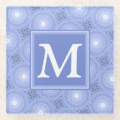 Monogram Blue Circles pattern Glasuntersetzer (Vorderseite)