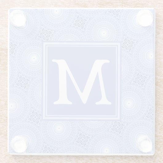 Monogram Blue Circles pattern Glasuntersetzer (Rückseite)
