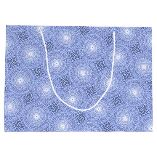 Monogram Blue Circles pattern Große Geschenktüte (Rückseite)