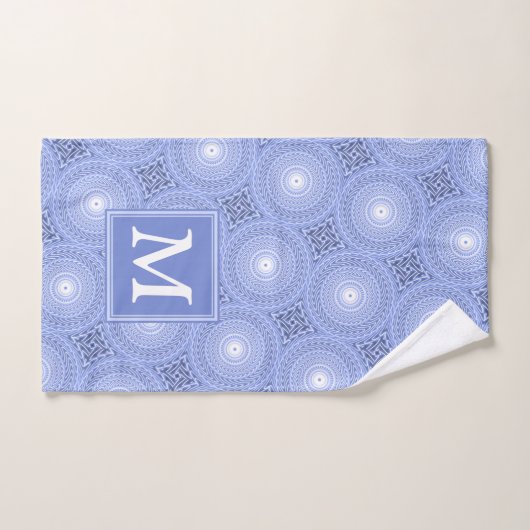 Monogram Blue Circles pattern Handtuch (Handtuch)
