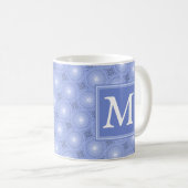 Monogram Blue Circles pattern Kaffeetasse (VorderseiteRechts)