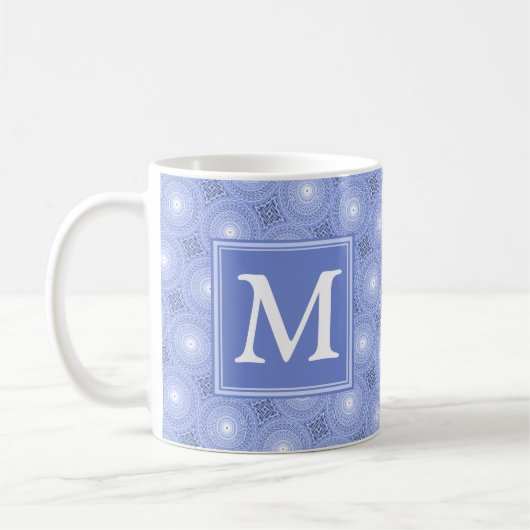 Monogram Blue Circles pattern Kaffeetasse (Links)