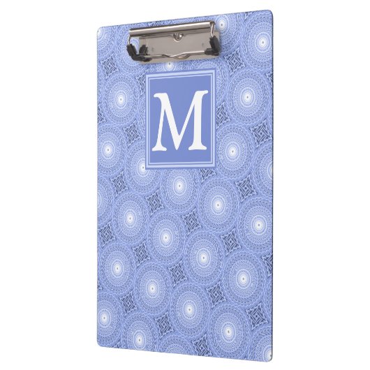 Monogram Blue Circles pattern Klemmbrett (Links)