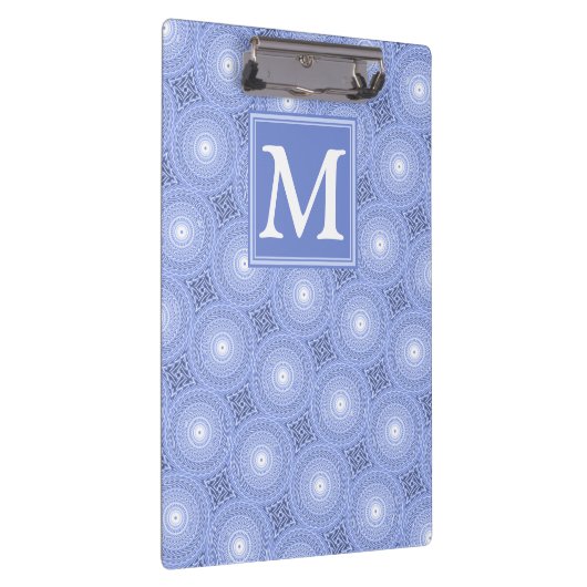Monogram Blue Circles pattern Klemmbrett (Rechts)