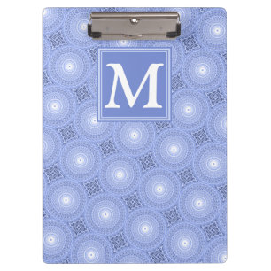 Monogram Blue Circles pattern Klemmbrett