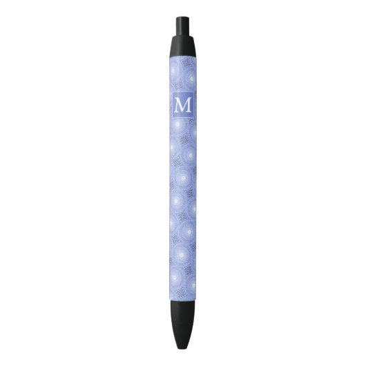 Monogram Blue Circles pattern Kugelschreiber (Vorderseite Vertikal)