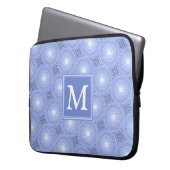 Monogram Blue Circles pattern Laptopschutzhülle (Vorderseite Links)